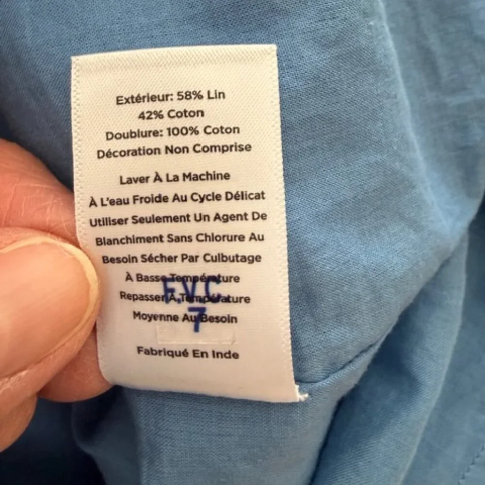 Talbots Chambray Linen/Cotton Embroidered Floral A Line Skirt Size 12 Boho Artsy - Picture 8 of 10